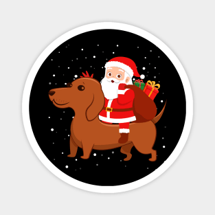 Santa Riding Dachshund Christmas Magnet